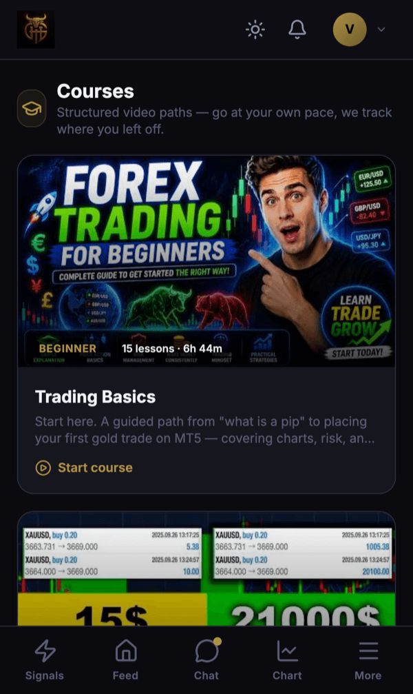 Courses screen in the GHT Community app