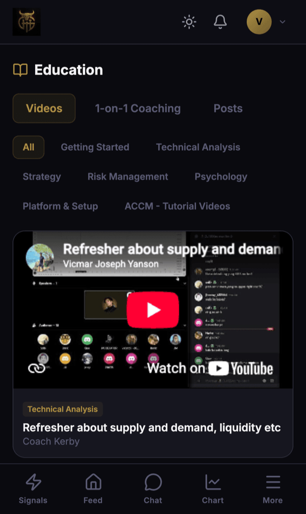 Education screen in the GHT Community app